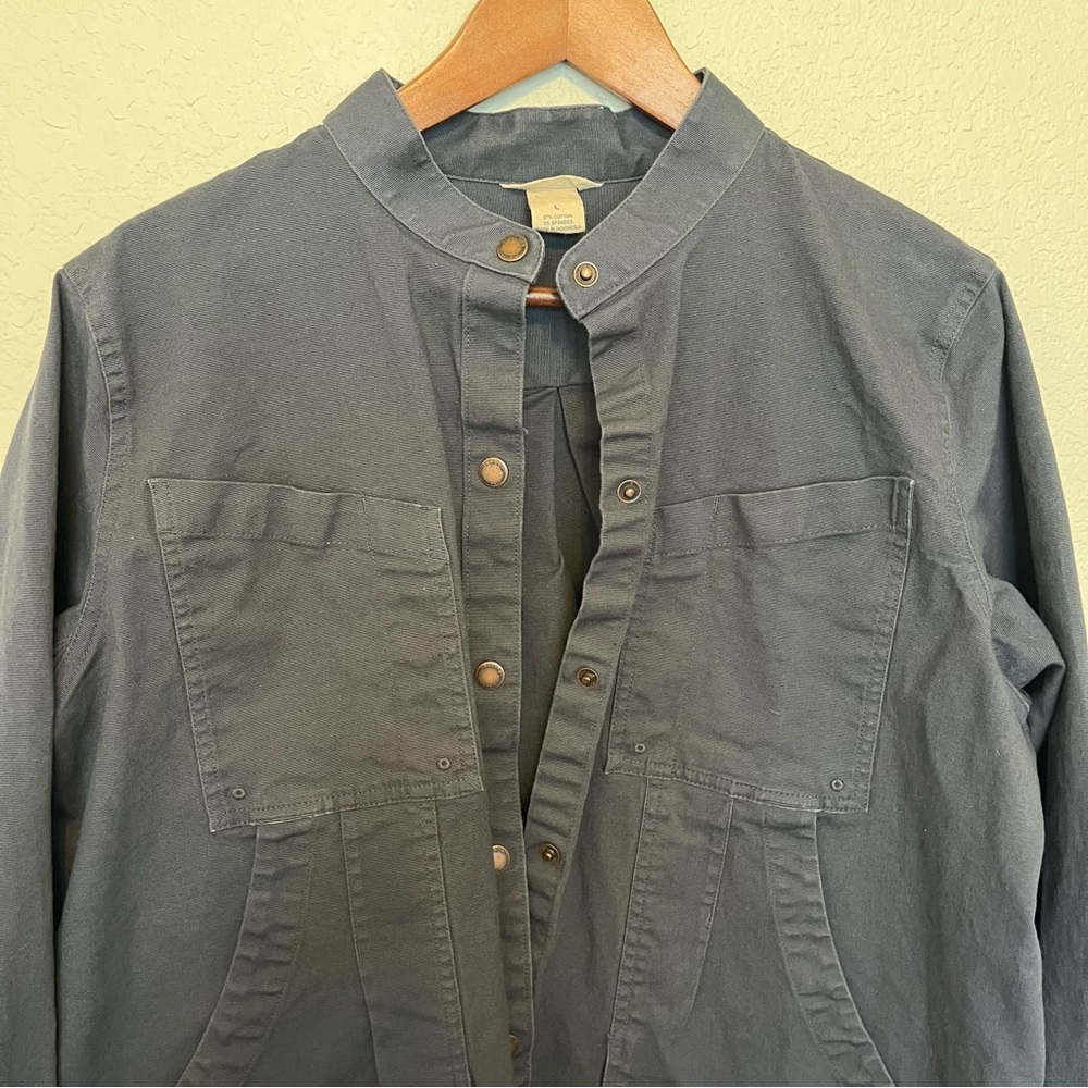 Duluth Trading Co Canvas Dark Gray Blue Utility Work Jacket Women's Large - Picture 15 of 15